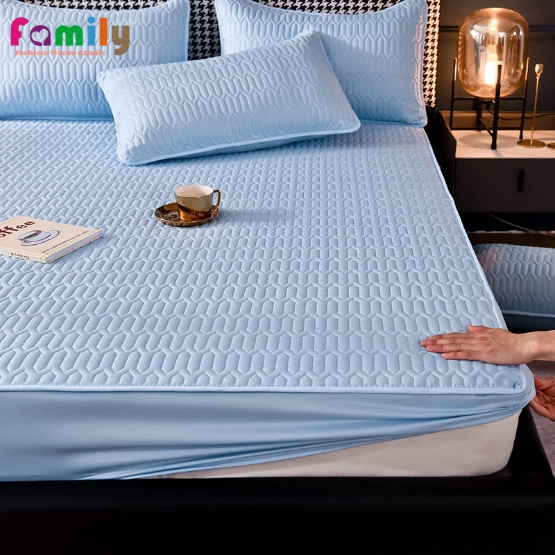 Thick Quilted Mattress Cover, Fitted Bed Sheet, Anti-Bacteria Mattress Topper, Air-Permeable Bed Pad, Queen and King