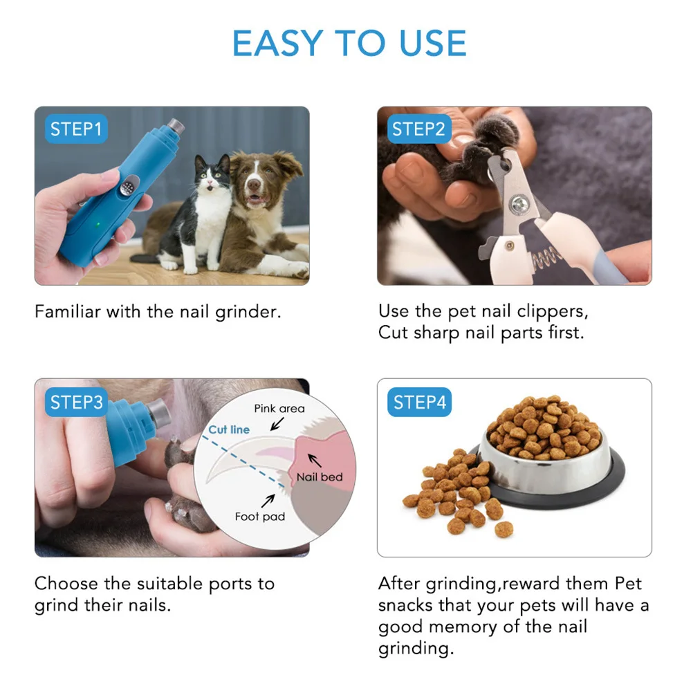 

1Set Pet Nail Clipper Electric Multifunctional Quiet Two-in-One Head Diamond Grinding Pet Nail Trimmer Dog Claw Polishing