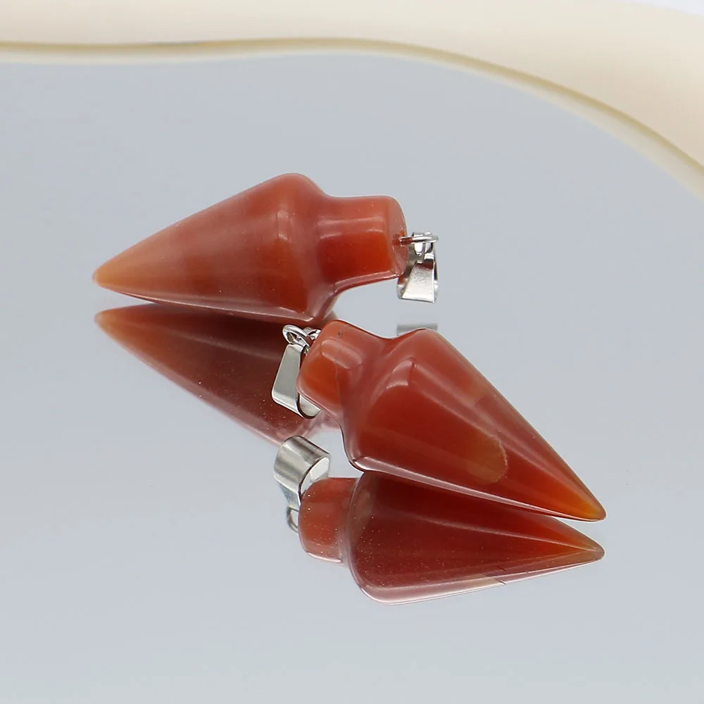 

Spire-shaped Natural Stone Crystal Picture Stone Polished Electroplated Single-hole Loose Pendants DIY Fashionable Jewelry