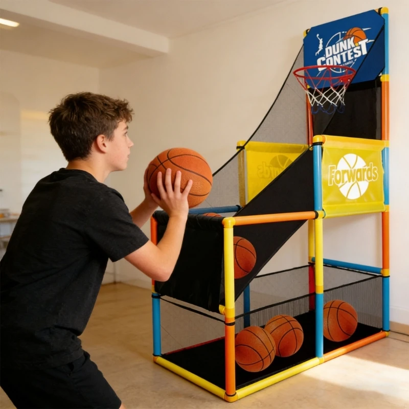 Adjustable Height Kids Arcades Basketball hoops Single Shot Basketball Game Sports Toy for Indoor and Outdoor Use
