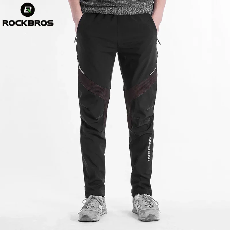ROCKBROS męskie zimowe spodnie rowerowe polarowe termiczne wodoodporne spodnie sportowe na świeżym powietrzu odzież rowerowa rajstopy spodnie sprzęt