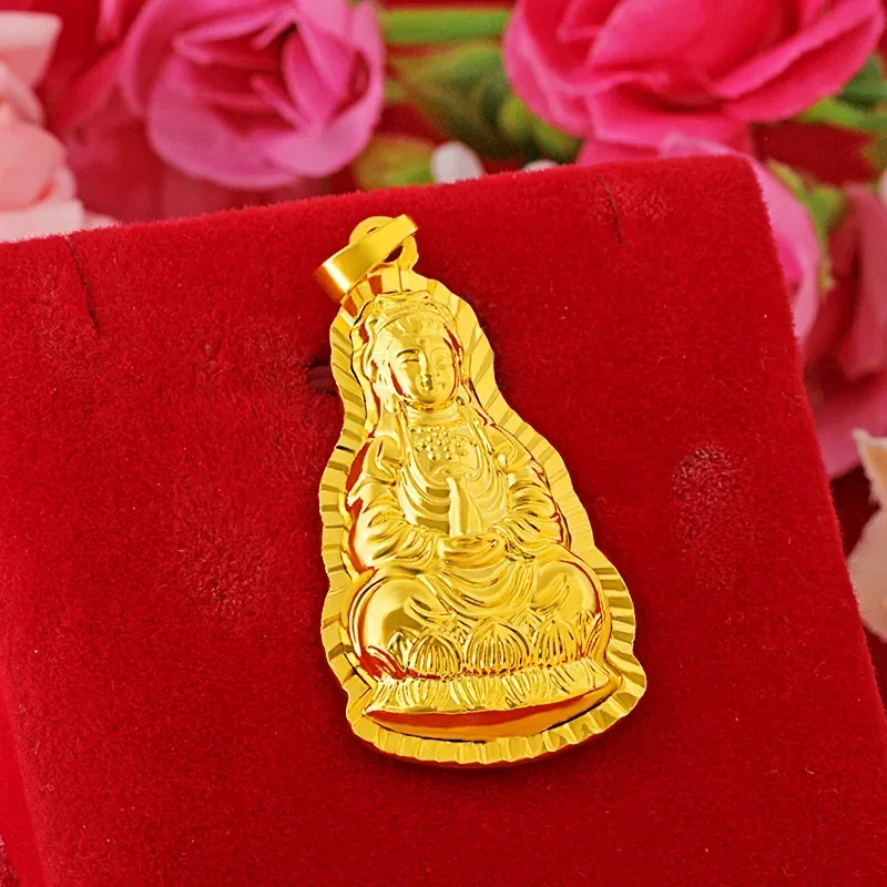 Moda sabbia oro fiamma Guanyin ciondolo imitazione oro duraturo non sbiadisce collana ragazza gioielli regalo regalo di compleanno