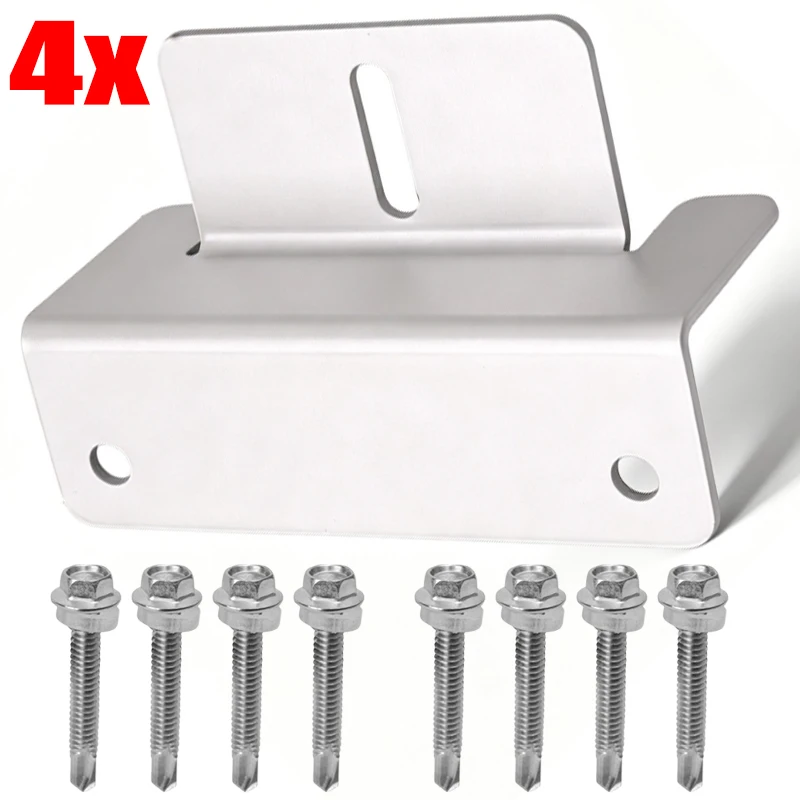 

4pcs Z-Style Bracket Mount Photovoltaic Panel Solar Panel Aluminum Mounting Bracket Kits Roof Z-bracket Stand for Boat RV Yacht