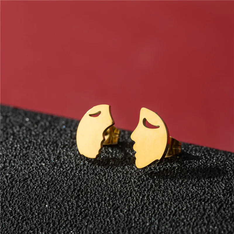 Punk-Spinnennetz-Ohrringe für Frauen, Edelstahl-Musikbrillen-Pinguin-Ohrstecker, Minimalistische Ohrpiercing-Schmuckgeschenke – Detail 14
