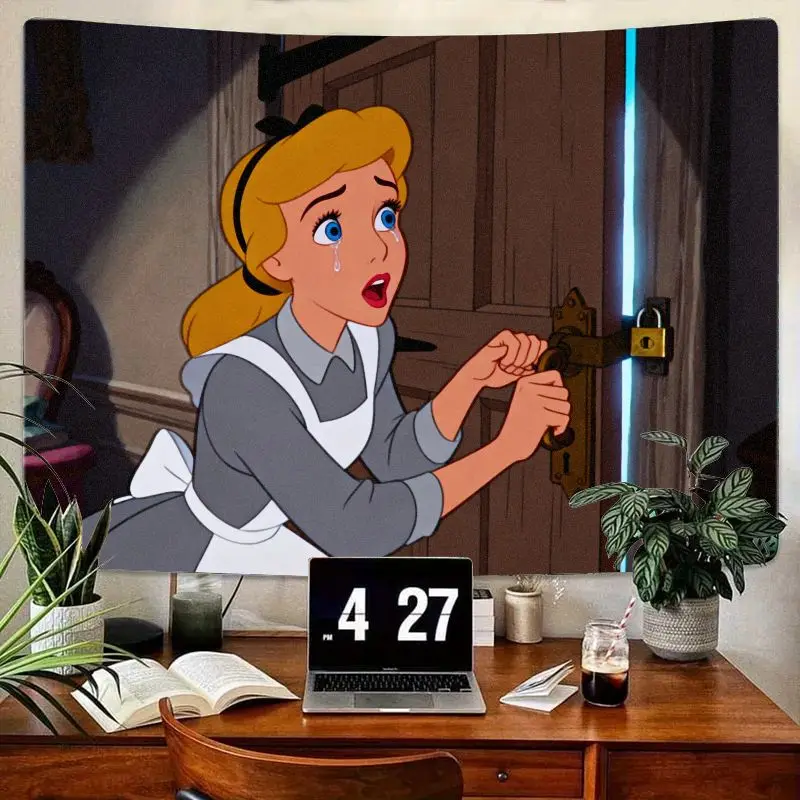 

1PC Disney Alice in Wonderland Crying Alice Tapestry Wall Hanging Polyester Art for Bedroom Dorm Decor Emotional Movie Scene Gif