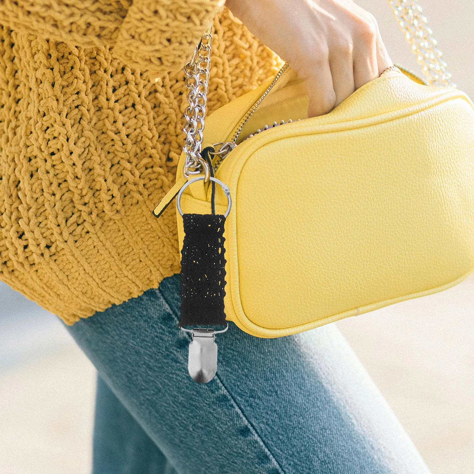 

6Pcs Portable Hat Clip for Travel - Black Lace Detail Hat Bag Clip - Easy Attach Cap Retainer for Backpack Jacket Outdoor Use