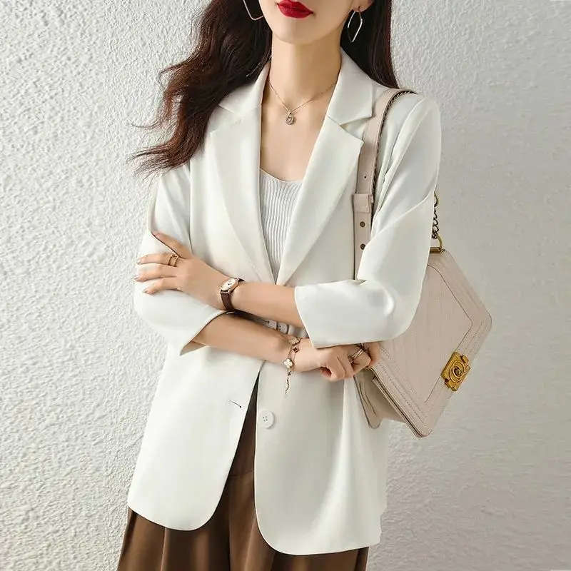 Chiffon Coats for Women Spring Autumn Blazer Woman Loose Solid Outerwears Trend 2025 Tailoring Korean Style on Promotion Jacket