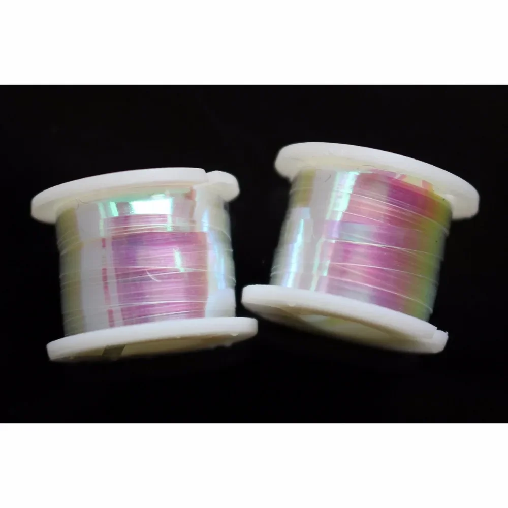 Tigofly 2 Spools 2.3mm Width Flat Pearl Coating Holographic Tinsel Magnum Flashabou crystal Flash Fly Tying Materials