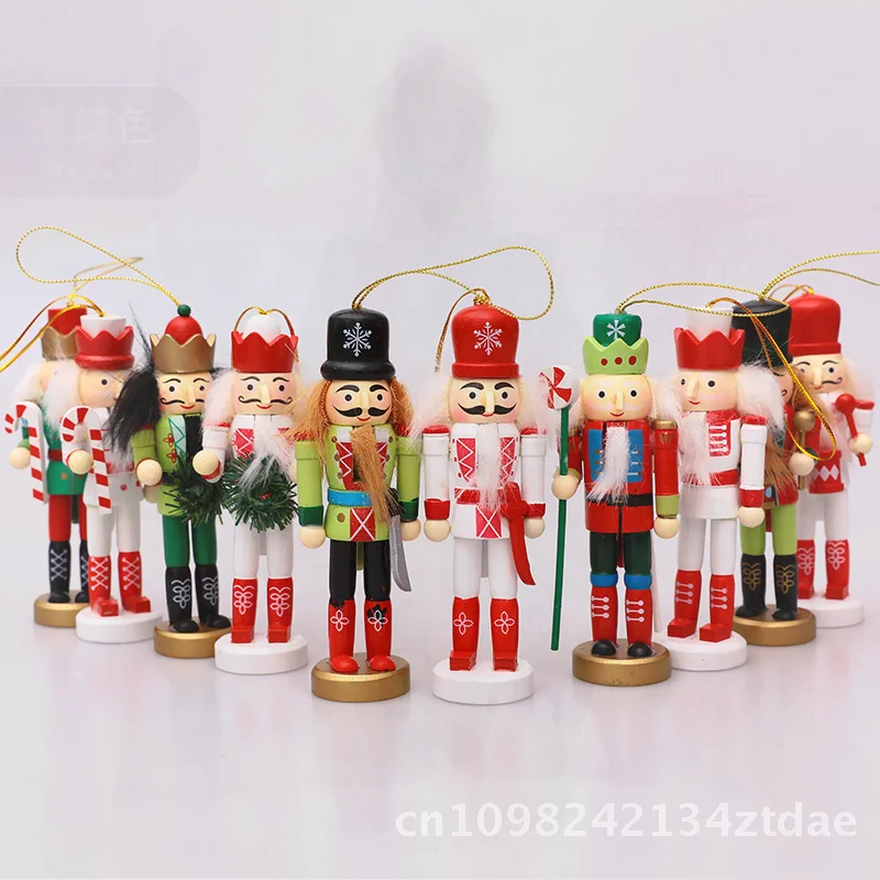 クリスマスくるみ割り人形兵隊オーナメント木製ホームリビングルームデスクトップデコレーション5個セット幼稚園用クルミ