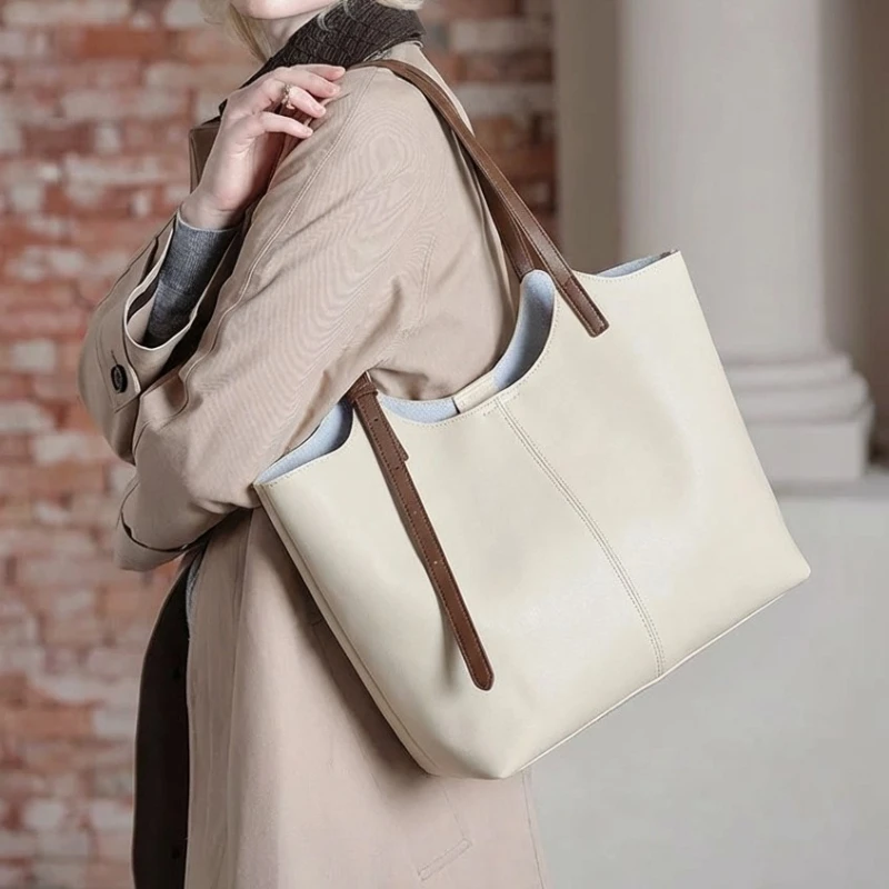 

Большие сумки-тоут из 100% натуральной коровьей кожи для женщин, дизайнерские сумки через плечо формата А4, сумки-шопперы для ноутбуков, женские сумки для поездок на работу