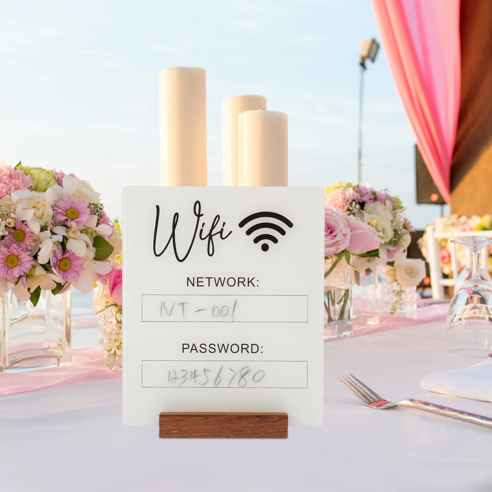 Wifi Sign White Decor Acrylic Reminder Table Network Coverage Ornaments Wireless Signage Office Dining Table Wifi Password Sign
