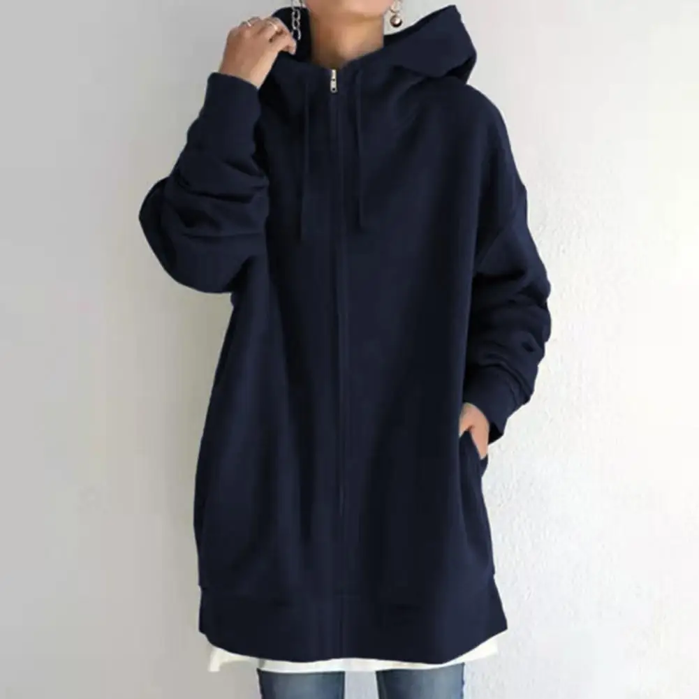 

Women Fleece Sweatshirt Women's Long Hoodie Jacket Lightweight Tunic Sweatshirt Drawstring Open Front Cardigan Autumn Winter