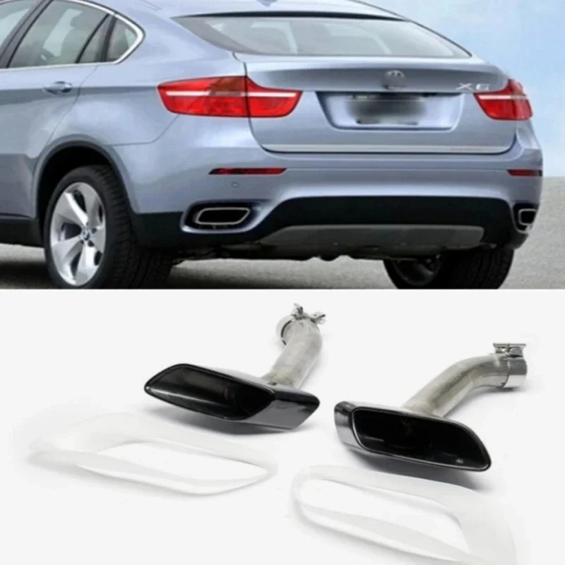 ترقية أنظمة عادم الفم المربعة فوهة الذيل الحلق لسيارات BMW X6 E71 2009-2014 نصائح العادم