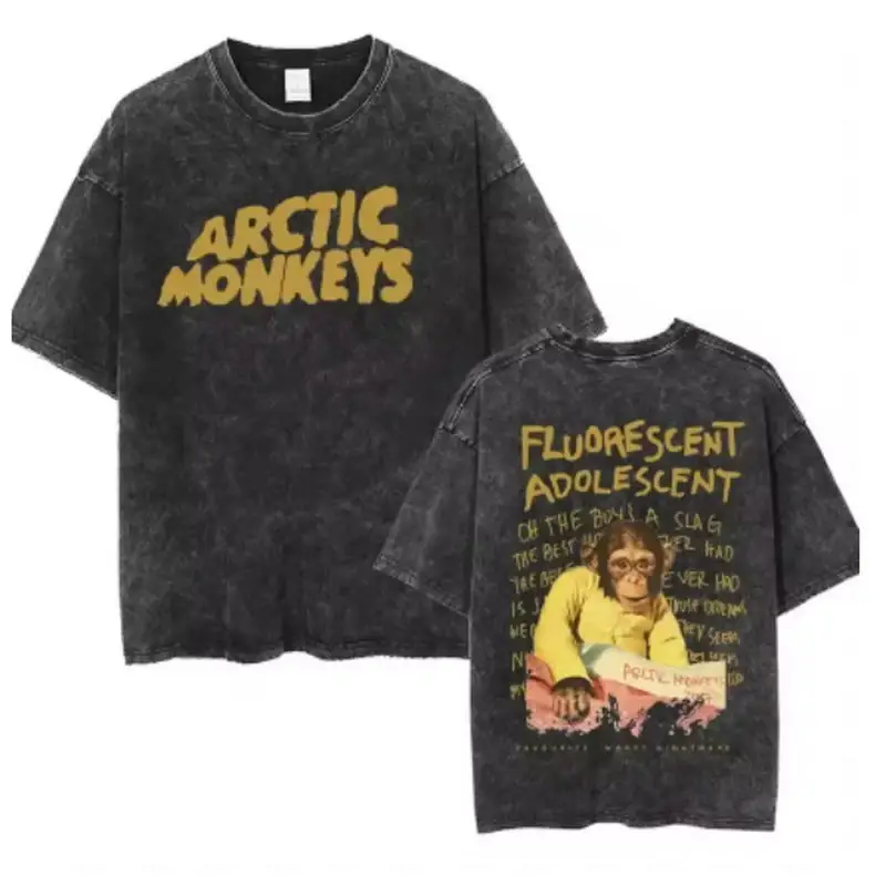 Y2K Hip-Hop Streetwear Kurzarm-T-Shirt, Retro Arctic Monkeys Rock-Album Grafik Vintage Oversized Shirt für Herren – Detail 4
