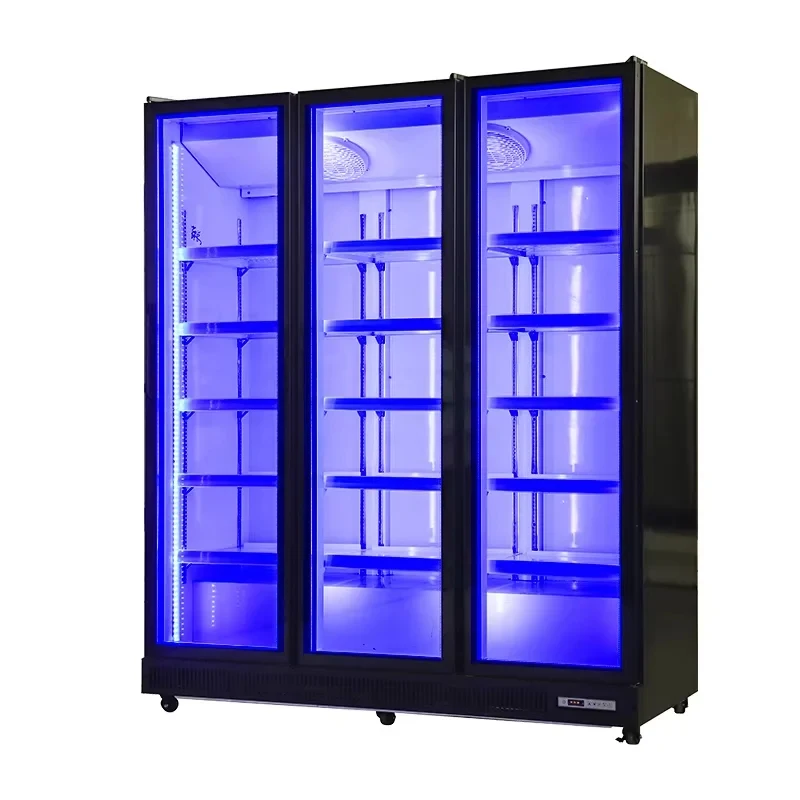 custom.Big Capacity Commercial Upright Refrigerator Supermarket Beverage Showcase