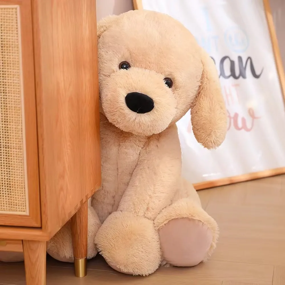 

Cute 35/55cm Yellow Dog Plush Doll Sitting Fluffy Stuffed Plush Doll Toy Photography Props Soft Labrador Dog Doll Child Gift