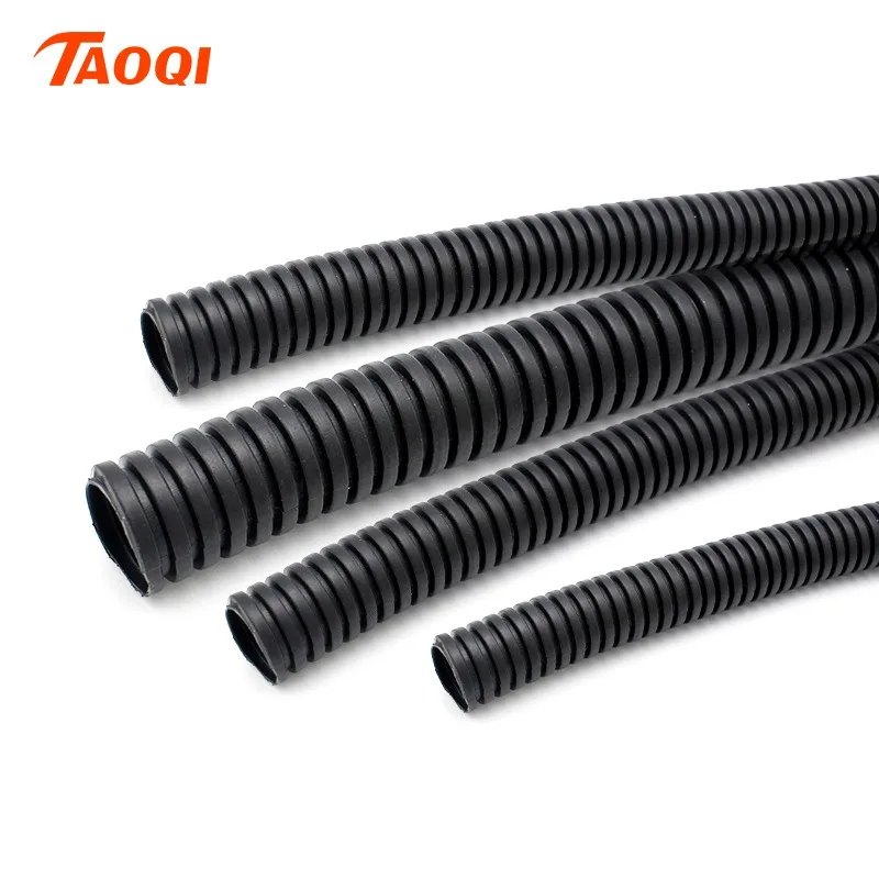1/5M 7.5-34.5mm Black PP Insulated Corrugated Pipe Wire Hose Plastic Corrugated Pipe Car Cable Heat Resistant Protective Sleeve