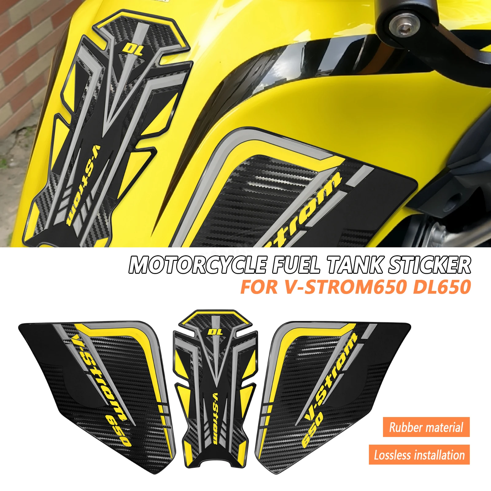 

For VSTROM 650 V-STROM 650 DL650 2017-2023 Motorcycle tank pad Non-slip Side Fuel Tank Stickers Waterproof Pad Rubber Sticker