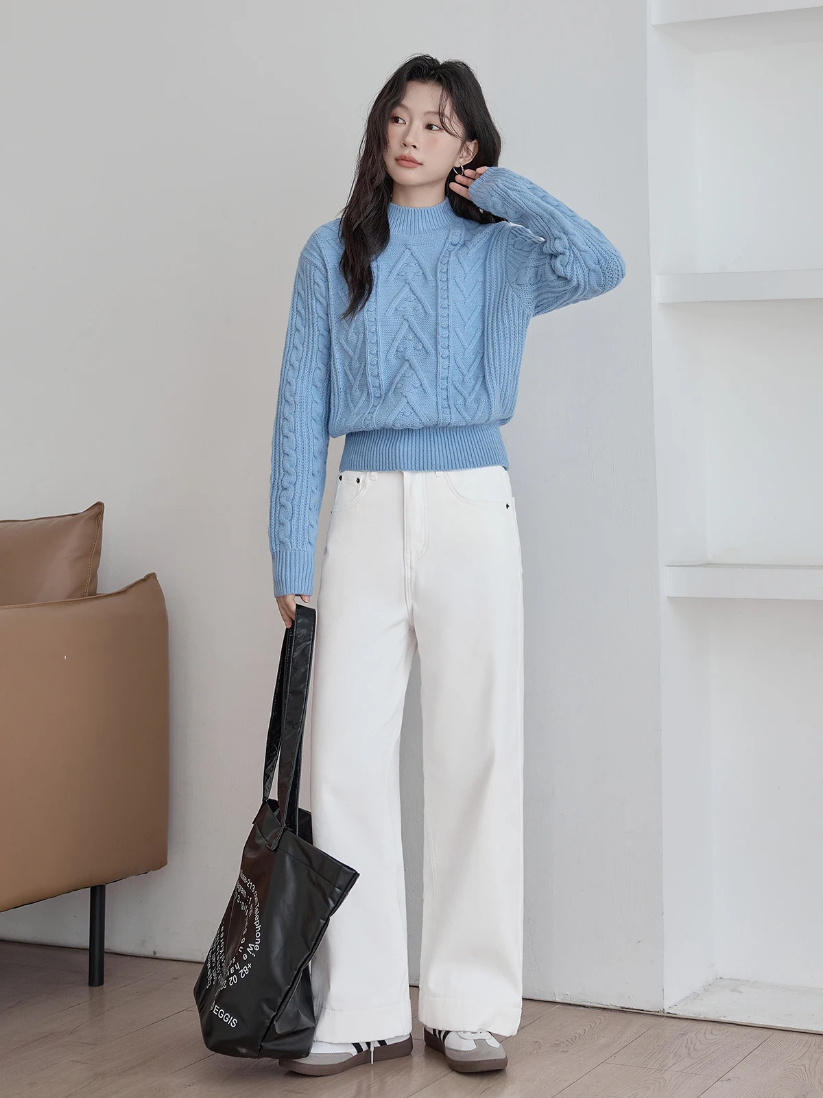 

High Waist Fce Lined White Jeans Women's Straight Leg Jeans Slimming Winter New Sle Versatile Commute Sle Jeans