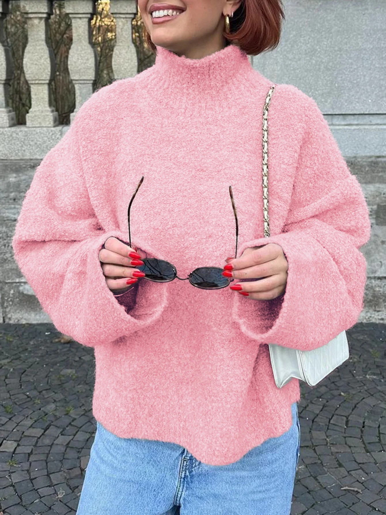 

New Autumn/Winter Fashion Casual Long Sleeve Turtleneck Knitting Solid Color Loose Fit Pullover Sweater,4 Colors