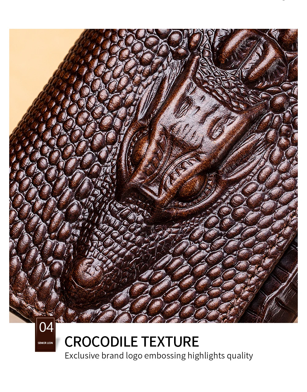 100% Leather Men's Wallet, Leather Short Multi Card Bag, Leather Men's Wallet, Crocodile Patterned Wallet