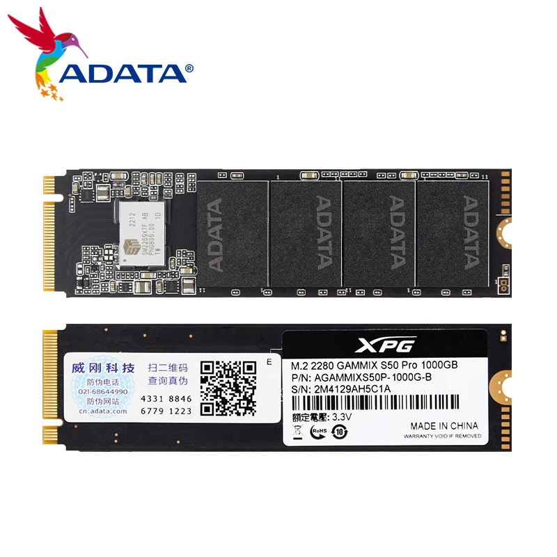 ADATA-NVMe SSD Disco Rígido Interno para Desktop e Laptop, XPG S50 PRO, PCIe4.0 Solid State Drive, Até 5000 Mb/s, M.2 2280, 500GB, 1TB, 2TB