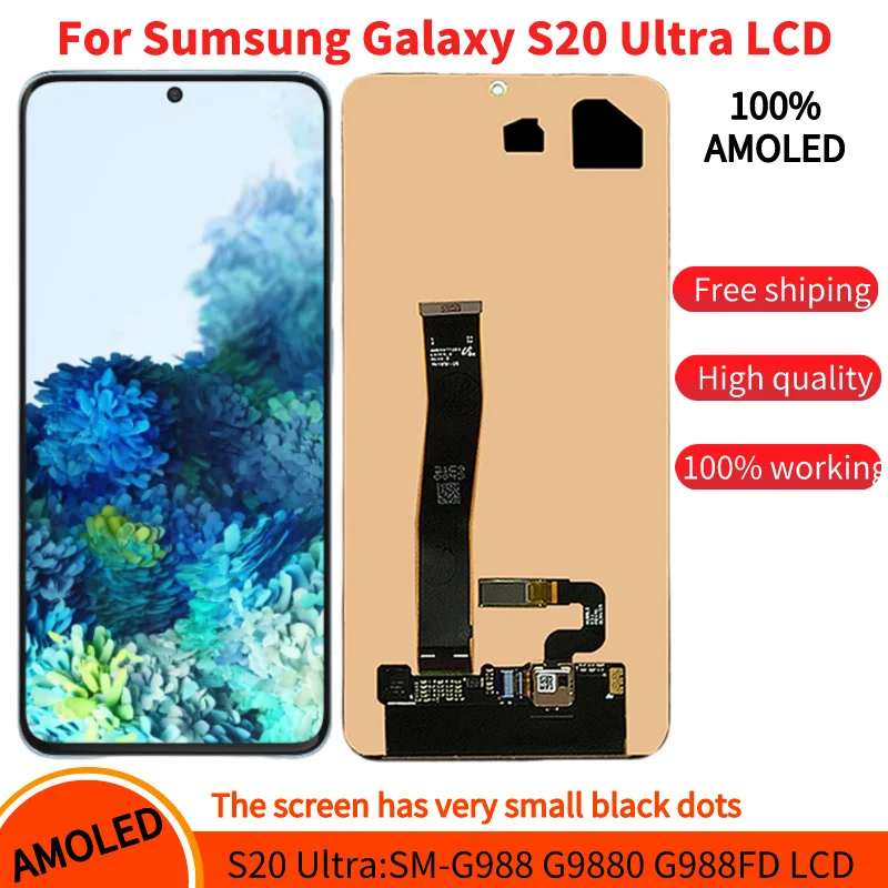 6,9-дюймовый AMOLED-дисплей для Samsung Galaxy S20 Ultra 5G G988B G988U G988N, сенсорный экран, дигитайзер
