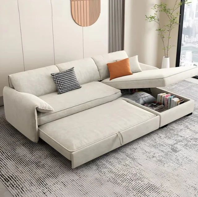 *Hot Selling Extendable Dual-use Sofa Bed L Shape Design Multifunctional Sofa Cum Bed Modern 2 3 4 Seater Storage Sofa Recliner
