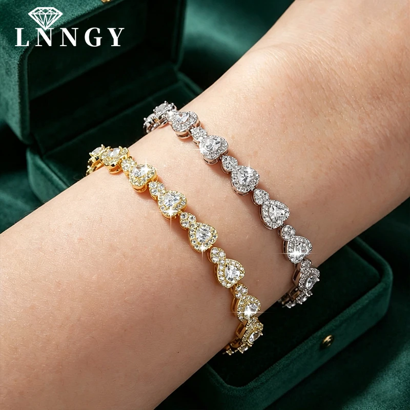 Lnngy Brilliant Colorful Zircon Chain Bracelet For Women Pave Set Mini 1.6mm Moissanite Tennis Bracelets 2026 Trend Jewelry
