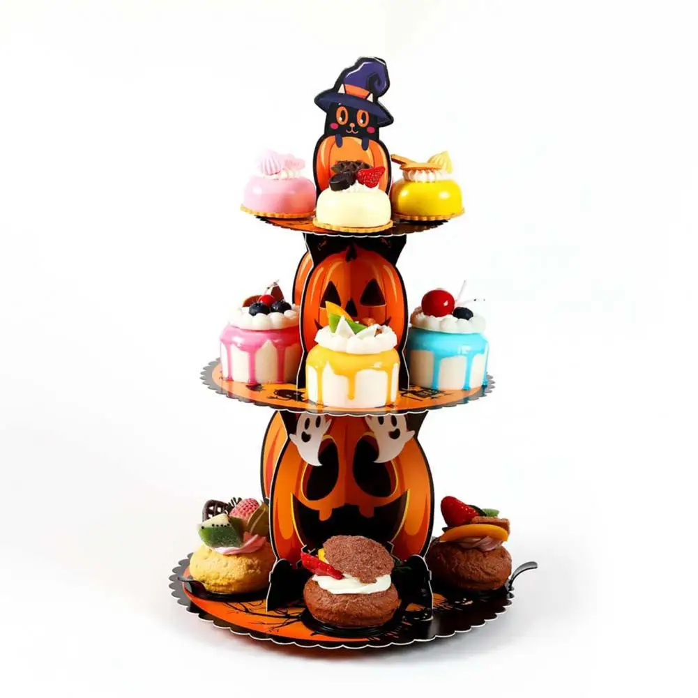 Pumpkin Hat Cupcake Stand Spooky Halloween Cupcake Stand Tower Pumpkin Cardboard Dessert Serving Tray Holder Birthday Party