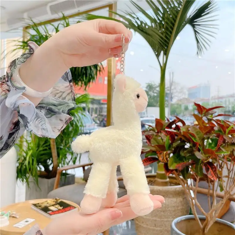 1 Stück Gestopfter Alpaka-Schaf-Tier-Schlüsselanhänger Weicher Niedlicher Handgemachter Anhänger Schlüsselring Schmuckstück Geschenk DIY Dekoration – Detail 4