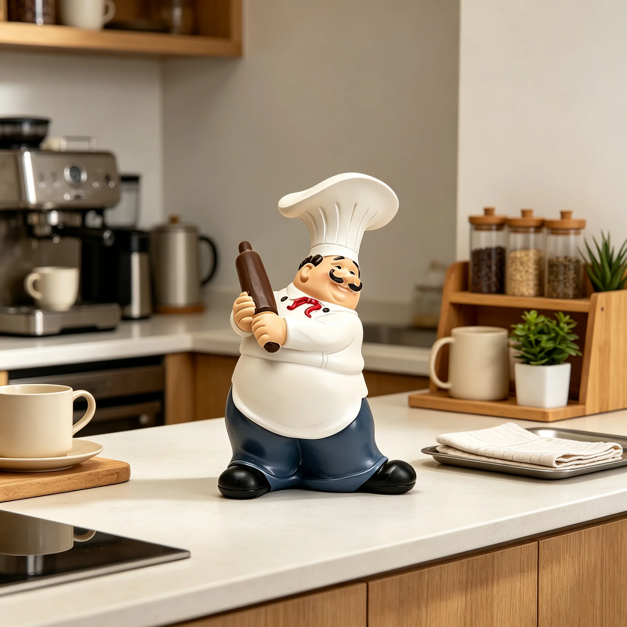 Mustache Chef-Chef Resin Statu - Resin Art Kitchen 评论和价格