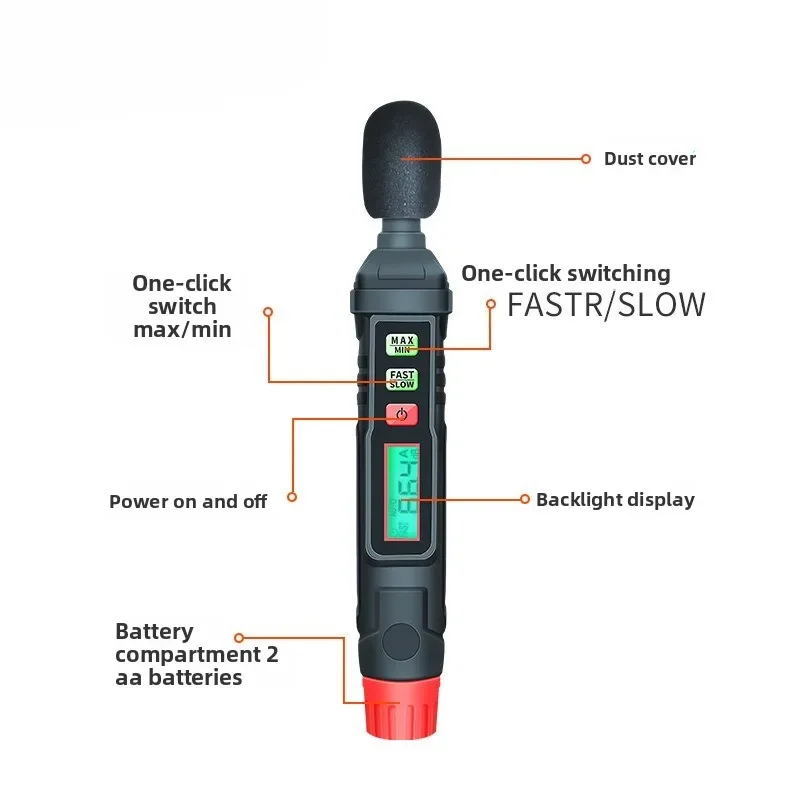 

Инструмент HT-64 Звуковой детектор Портативный измеритель децибел Цифровой измеритель шума Измеритель шума