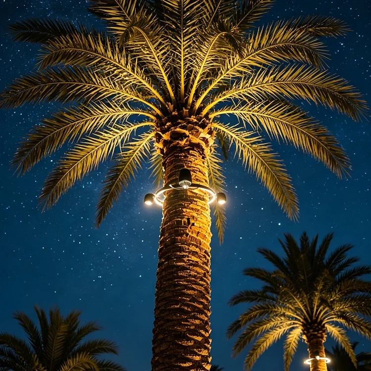 Adjustable IP66 Waterproof Outdoor Spotlight LED Warm White Palm Tree Ring Light Garden Landscape Lamp DC AC Power Options