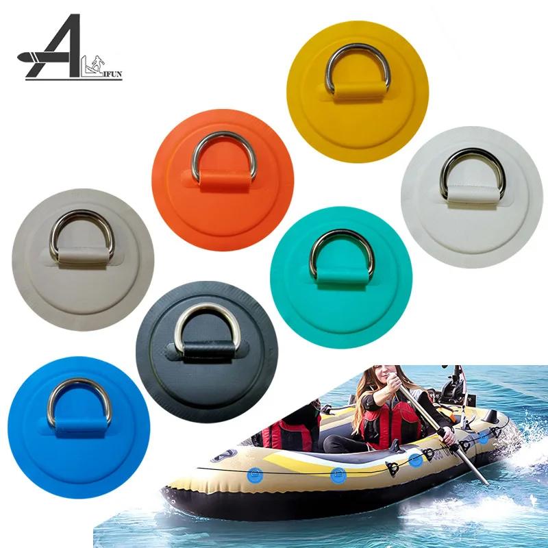 

1/4Pcs Surfboard Dinghy Boat PVC Patch With Stainless Steel D Ring Deck Rigging Sup Round Ring Pad 5M Bungee Rope Kit Accessorie