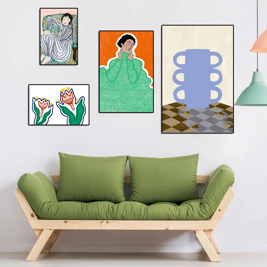 Canvas Print Painting Wall Art Unique Design of Niche Retro Fashion Posters Character Plant Abstract Living Room Home Decoration