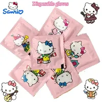 100pcs Sanrio Hello Kitty Kawaii Thickened Portable Disposable Gloves Cartoon Pattern Independent Packaging Wholesale
