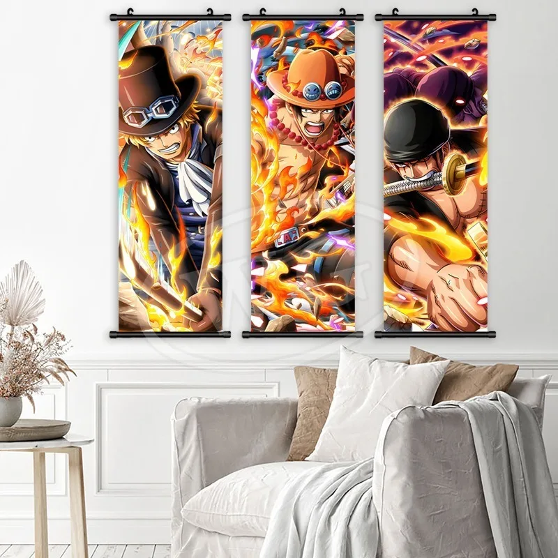 Anime One Piece Luffinika form hanging scroll painting Zolonami canvas decorative painting comic exhibition hanging painting
