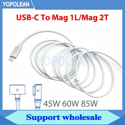 New USB C Type C to Mag 1 2 L/T-Tip Charging Cable For Macbook Pro Air MagSaf* 1 2 Cable Charger Adapter Cable 45W 60W 85W