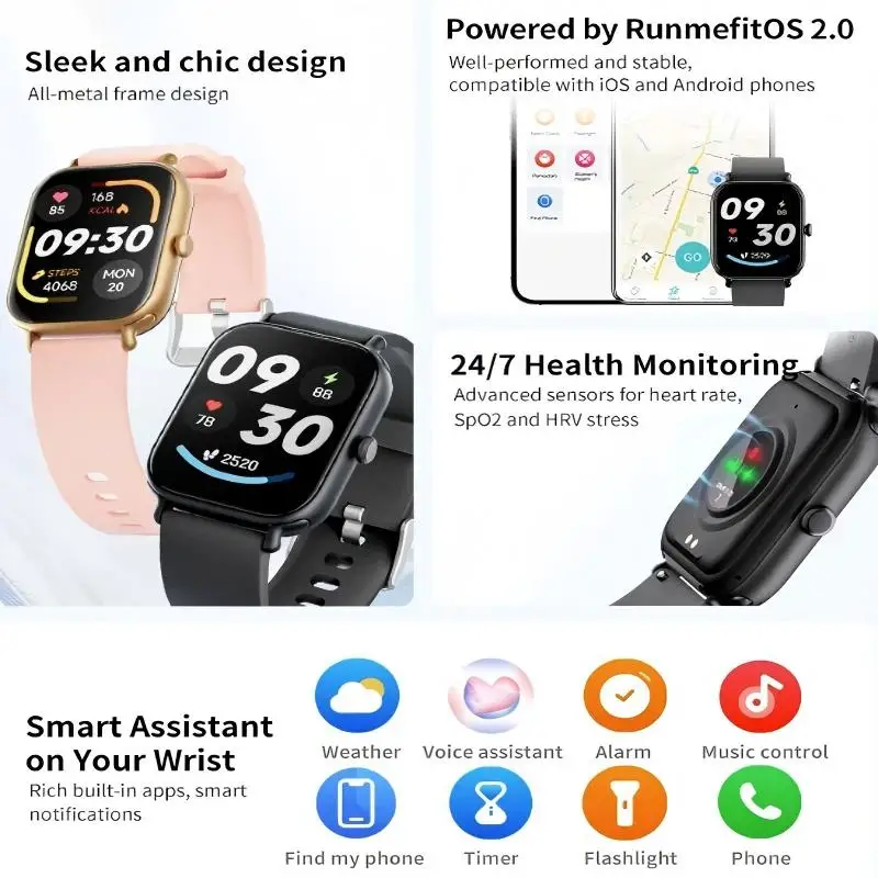 CX3 الرياضة ساعة ذكية RunmefitOS 2.0 بلوتوث المكالمات معدل ضربات القلب مراقبة نسبة الأكسجين في الدم مصباح يدوي 100 + وسائط التمرين معصمه