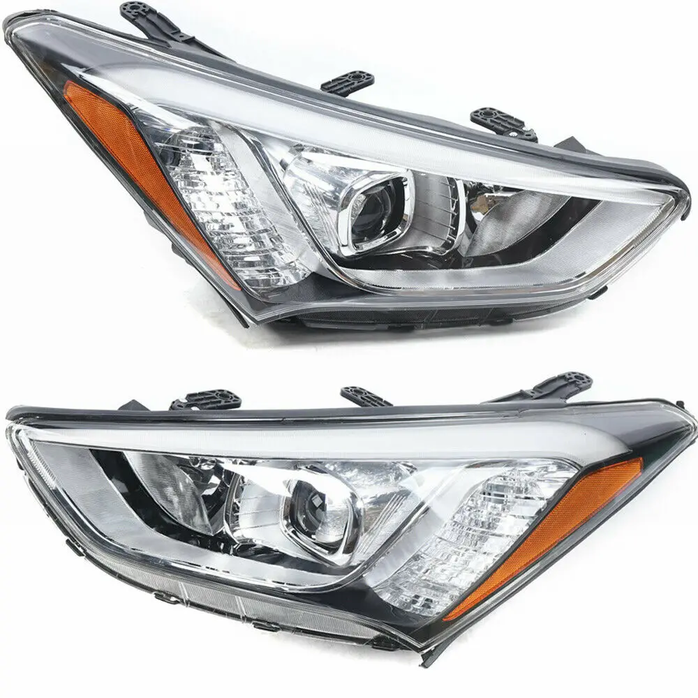 

Halogen Lens Headlights For 2013-2016 Hyundai Santa Fe Sport Headlamps Left + Right