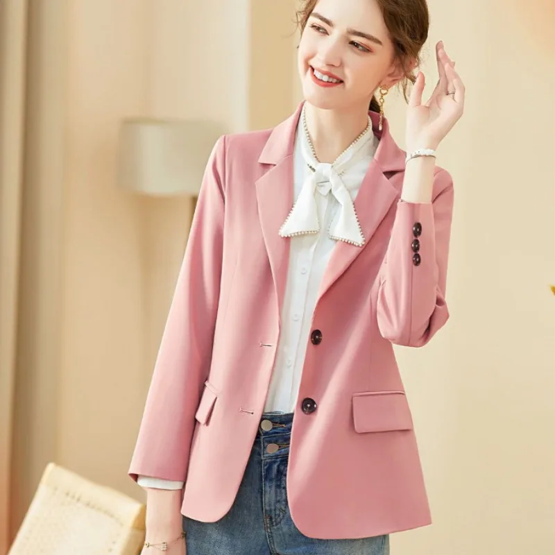 2023 New Spring Autumn Fashion Explosion Leisure High-grade Loose Thin Single-breasted Solid Color Conventional Suit Coat