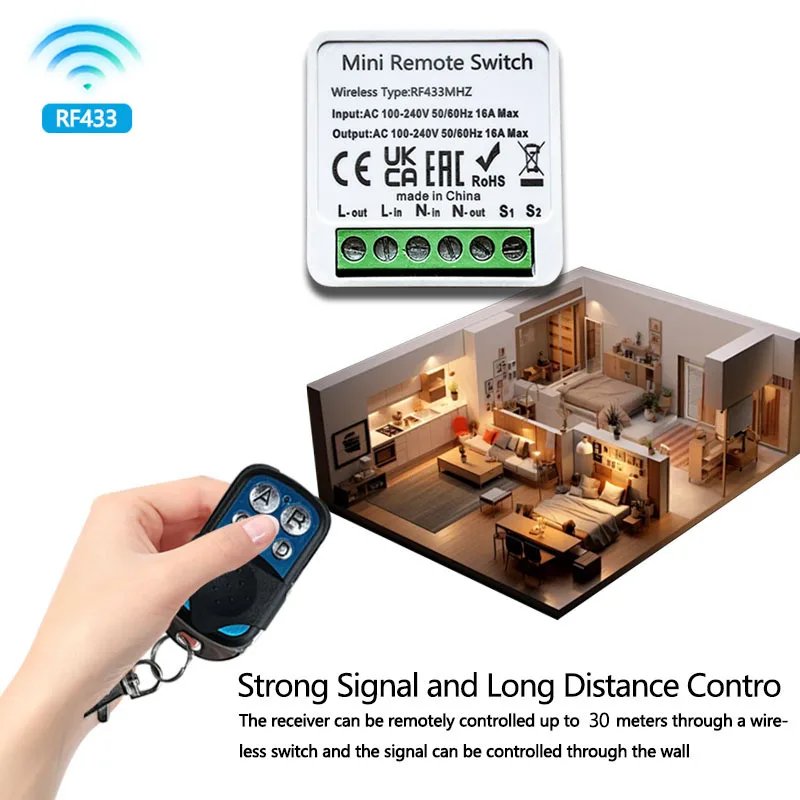 RF433 Remote Control Smart Wireless Lighting Switch 110V 220V Mini Module ON/OFF Transmitter For Led Light Bulb DIY Garage Doors