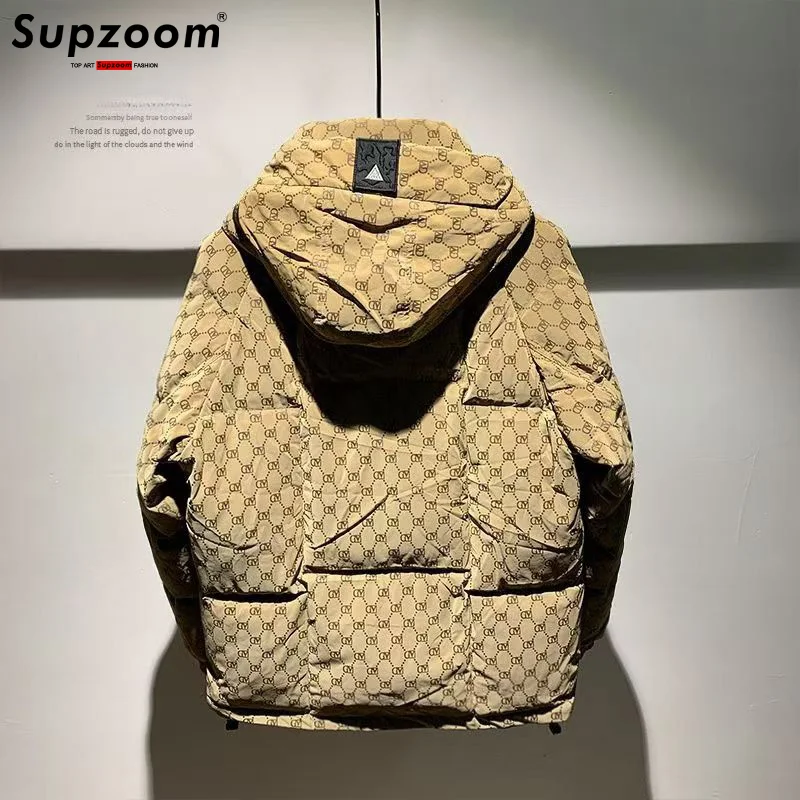 Supzoom mantel hangat kasual pria, jaket huruf bordir besar musim gugur dan musim dingin applique mode baru 2024