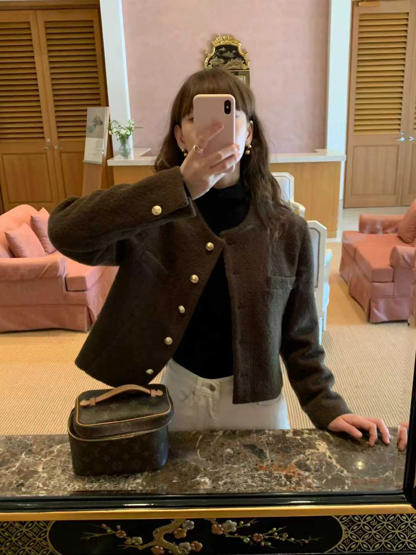 Cappotto lungo in lana con bottone singolo retrò chic, da donna, ampio, versatile, con piccola fragranza, per l'inverno 2025