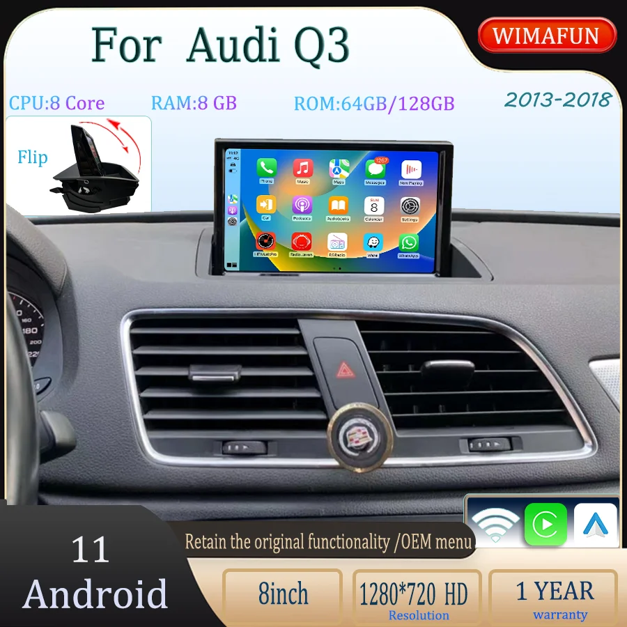 

8-inch screen Android 11 is Compatible With the Audi Q3 Radio Wireless Carplay Multimedia player from 2013-2018