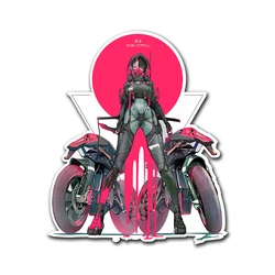 Cyberpunk Harajuku futuristic mechanical beauty girl sticker car sticker PVC material waterproof reflective effect motorcycle