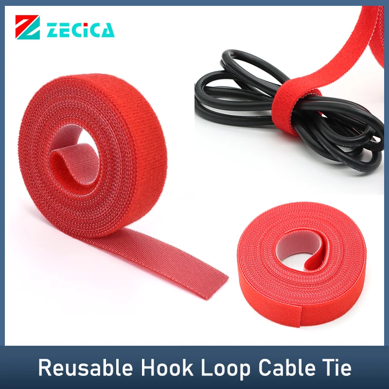

5m/roll Red Cable Ties Cable Ties Reusable Hook Loop Fastener Width 10/15/20/25mm Self Adhesive Nylon Strap Wire Fastener Tape