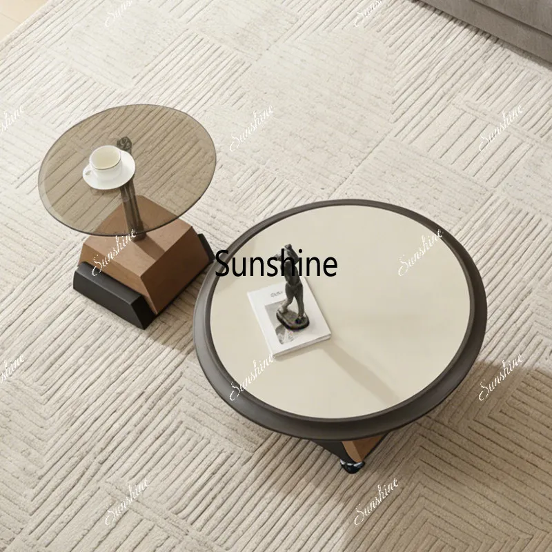 

Modern simple coffee table combination, movable storage living room round coffee table