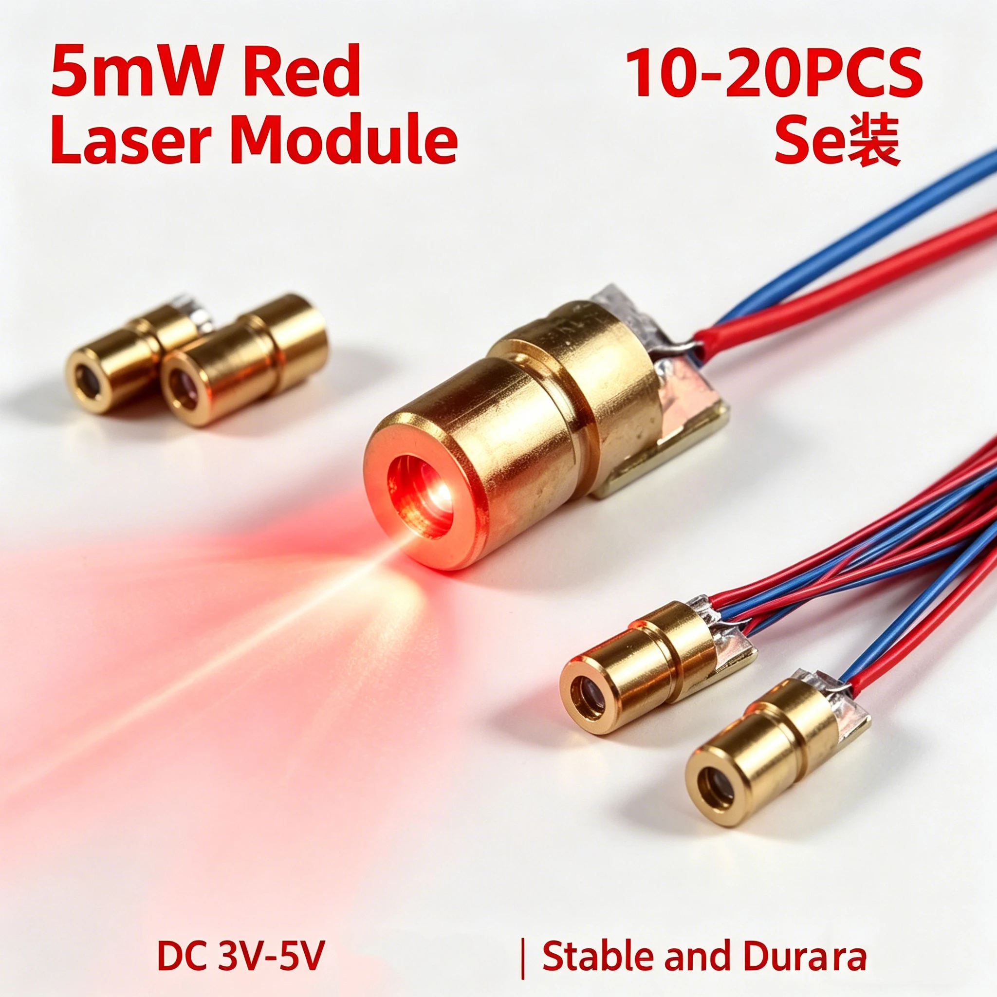 1/10/20 Peças Módulo de Diodo Laser Mini Ponto Vermelho Ajustável 650nm 5mW 3V 5V Cabeça de Cobre Mira Laser Ajustável Quebra-Vidros E